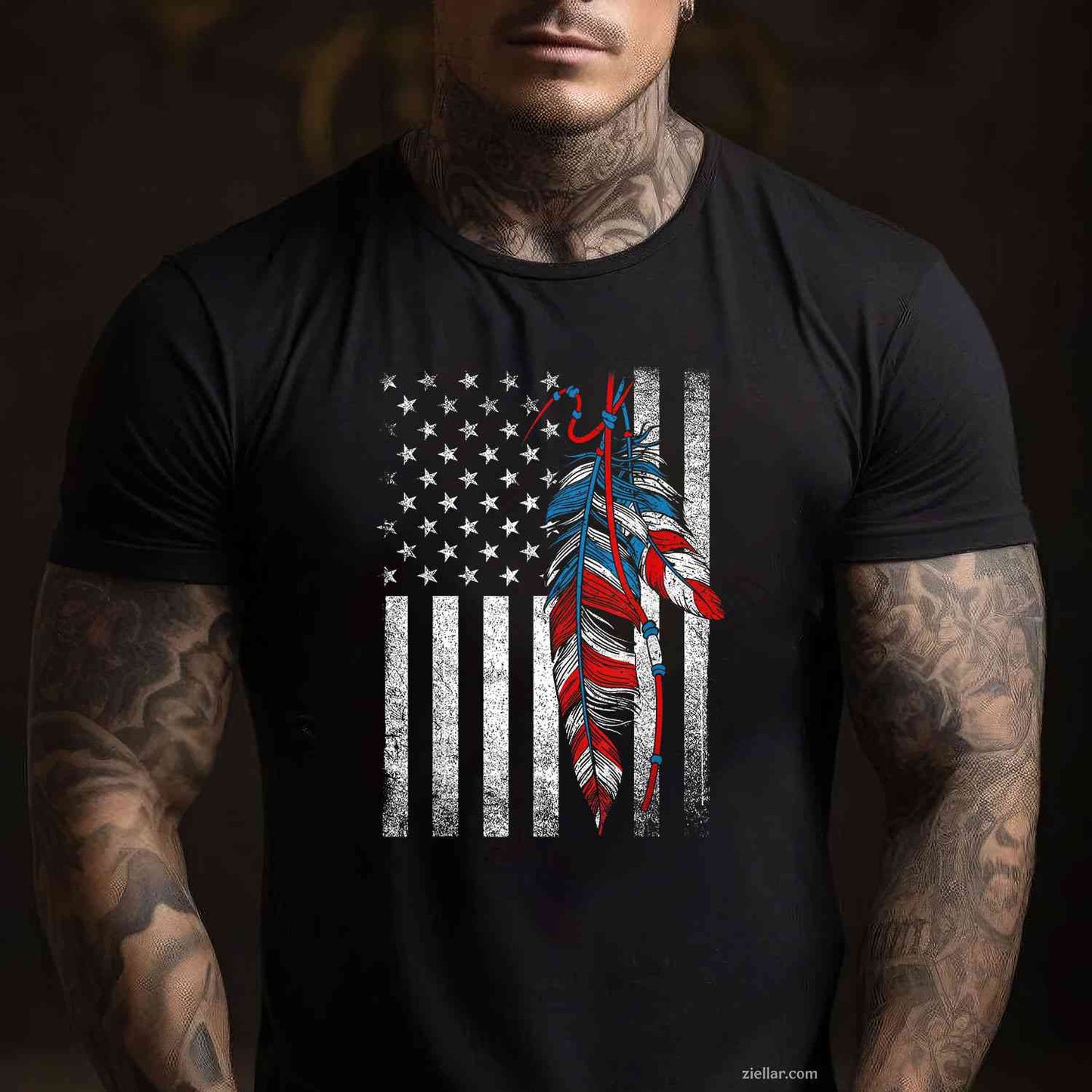 American Flag With Native Feather_ A Pride Month Indigenous T-Shirt And Tee For Adults