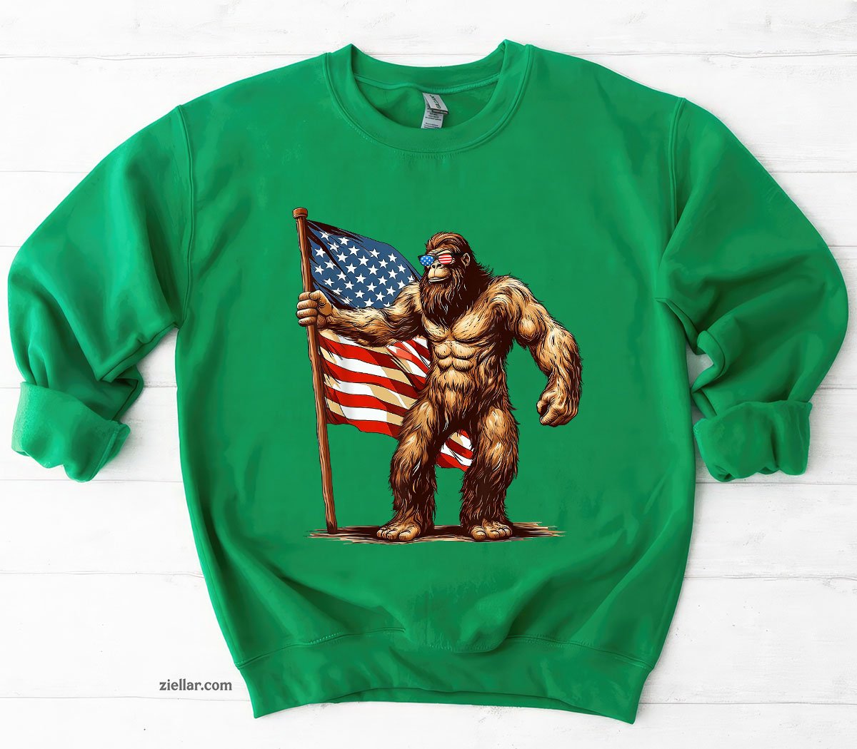 American Flag Bigfoot Sunglasses Patriotic 4th of July USA Sweatshirt
