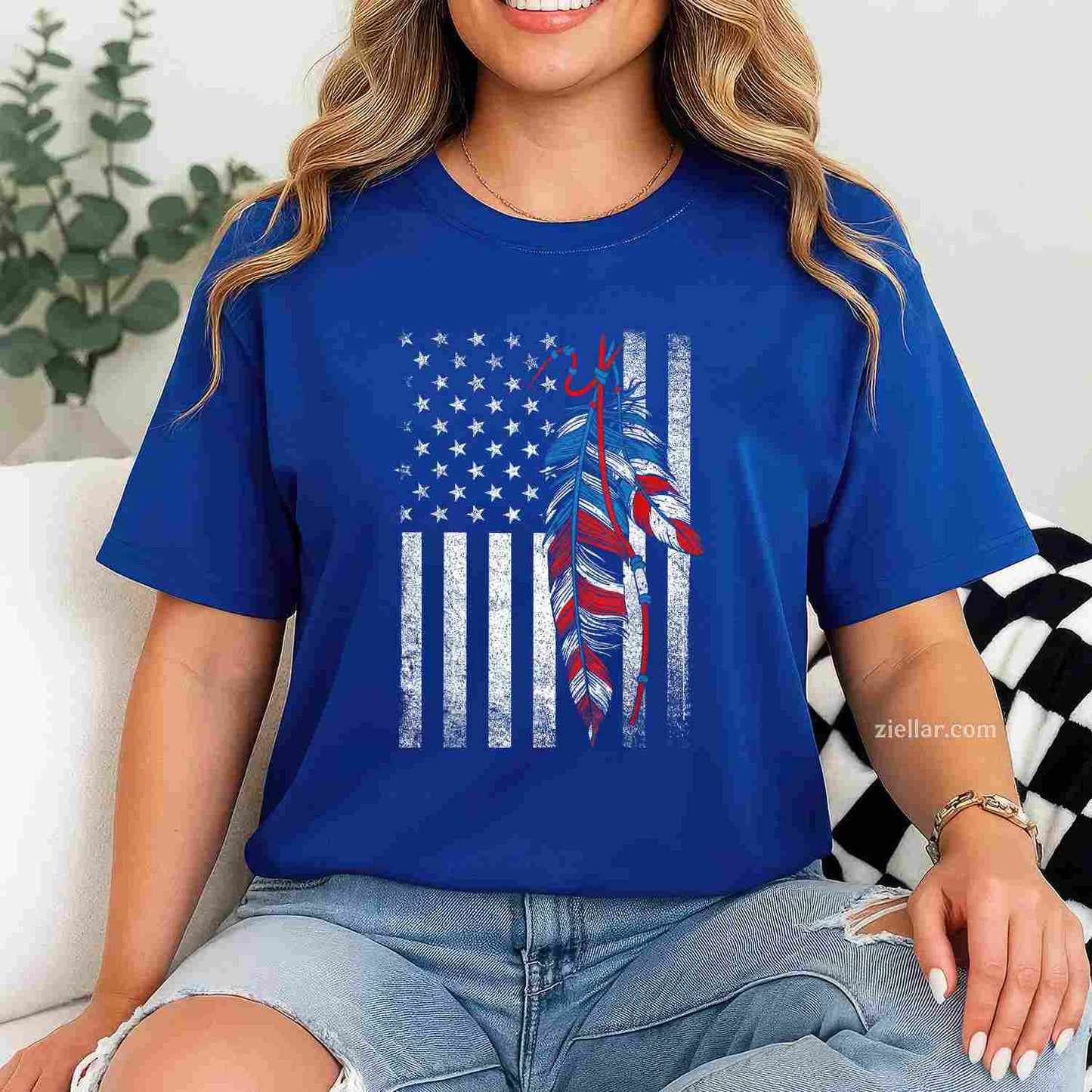 American Flag With Native Feather_ A Pride Month Indigenous T-Shirt And Tee For Adults