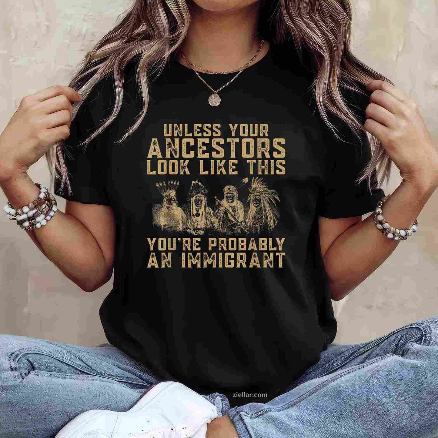 American Indian_ You'Re Probably An Immigrant T-Shirt And Tee For Adults
