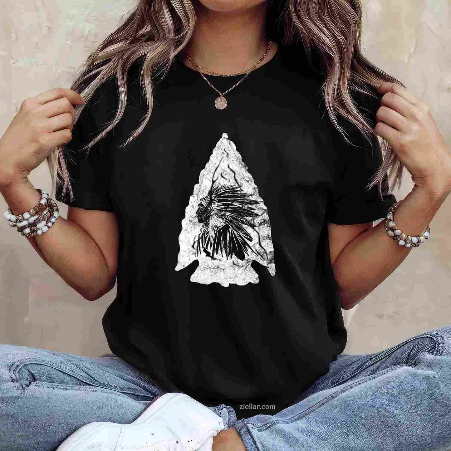 American Motorcycle Skull, Native Indian Eagle Chief Vintage T-Shirt And Tee For Adults