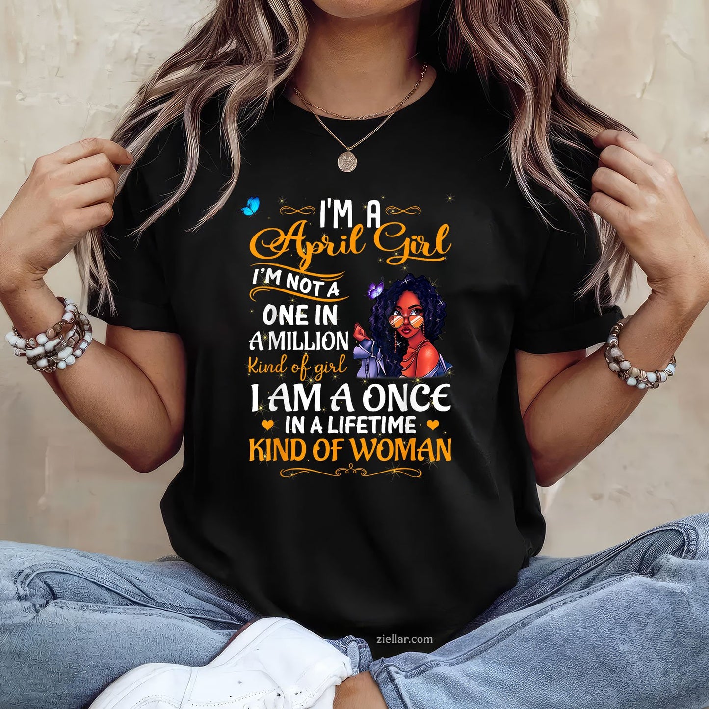April Girl Tee and T-Shirt for Black Women, African American Birthday T-Shirt Gift for Adults