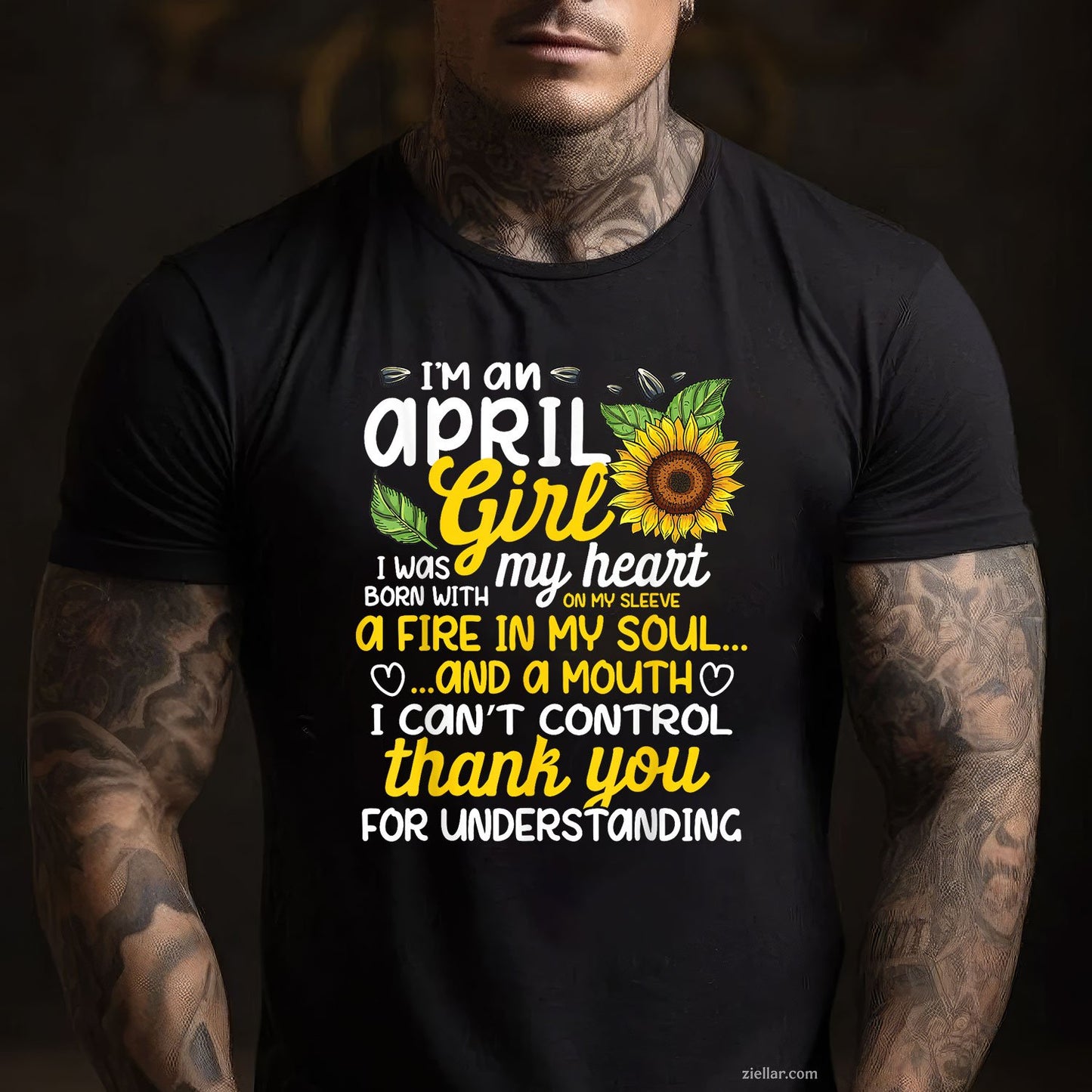April Sunflower Girl Tee and T-Shirt, I’m a Queen Born in April T-Shirt Gift for Women Adults