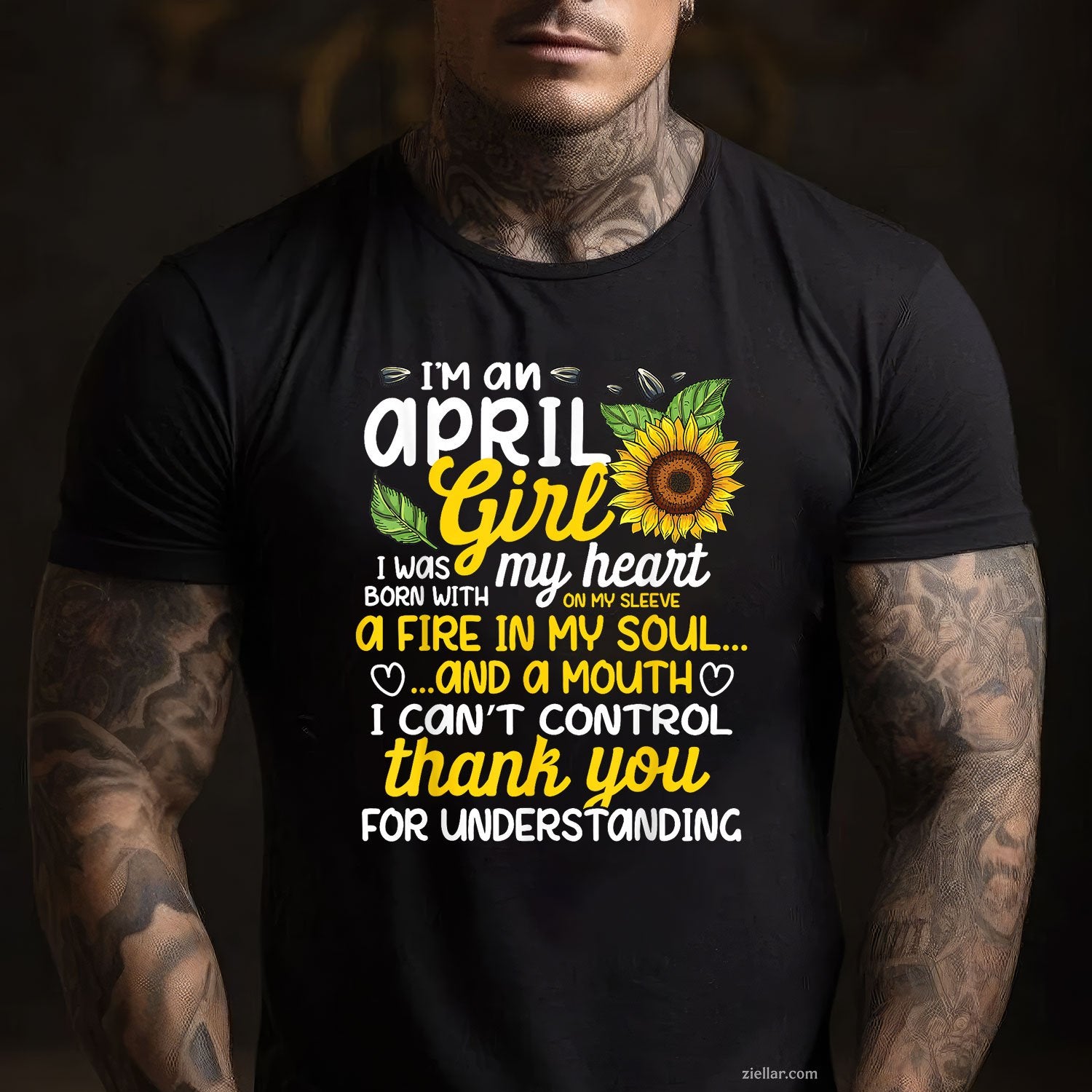 April Sunflower Girl Tee and T-Shirt, I’m a Queen Born in April T-Shirt Gift for Women Adults