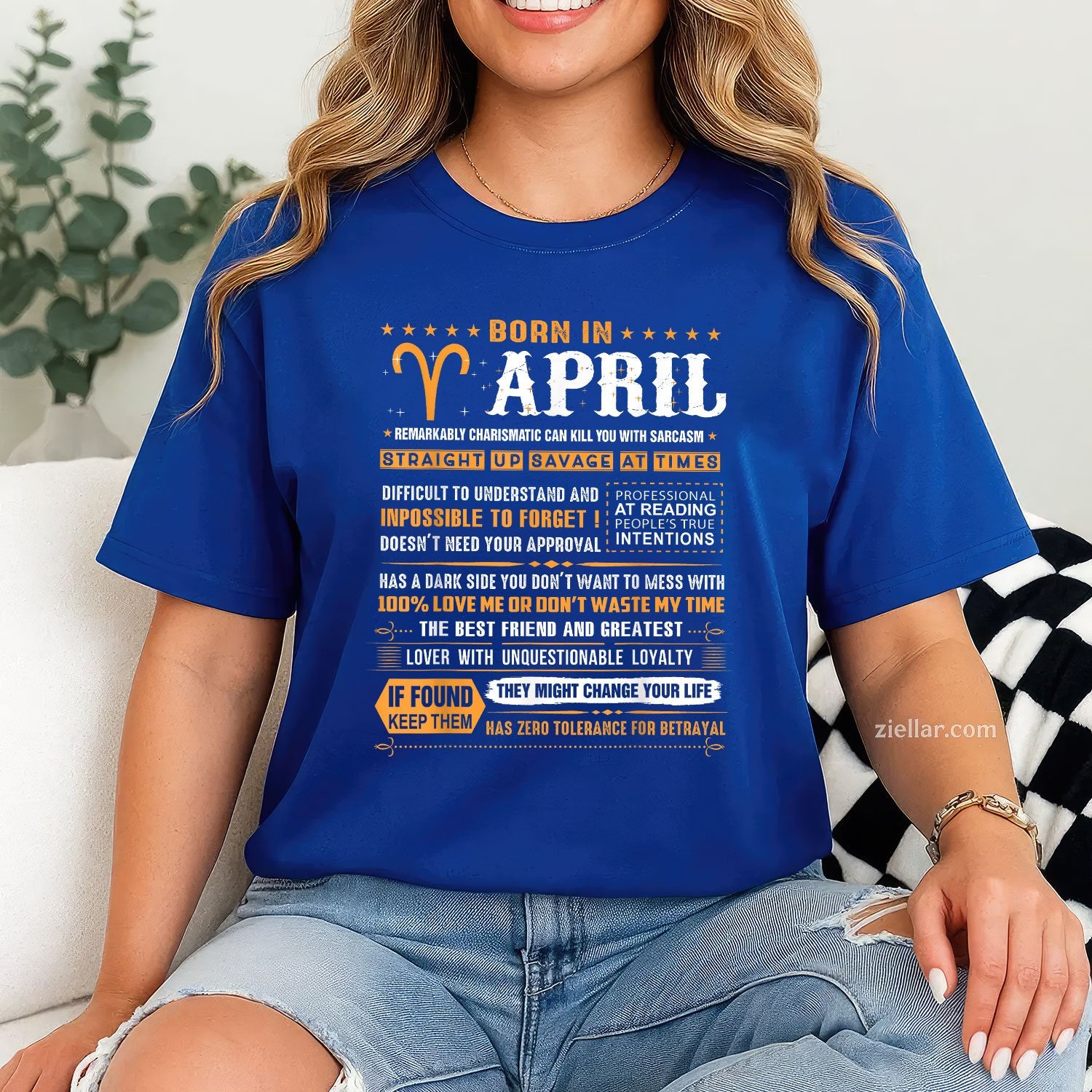 Aries Zodiac Birthday Tee and T-Shirt, Born in April T-Shirt Gift for Men and Women Adults