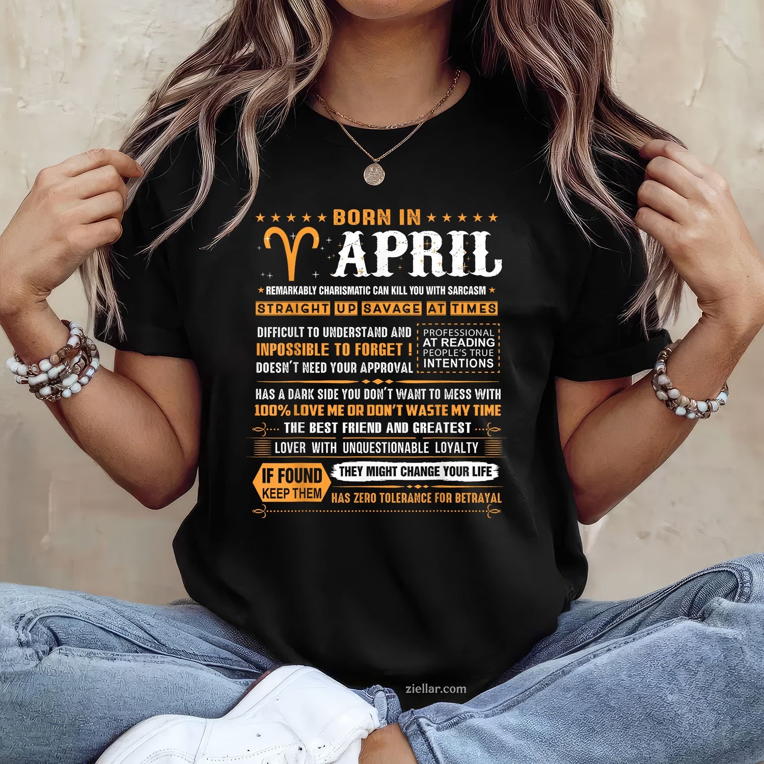 Aries Zodiac Birthday Tee and T-Shirt, Born in April T-Shirt Gift for Men and Women Adults