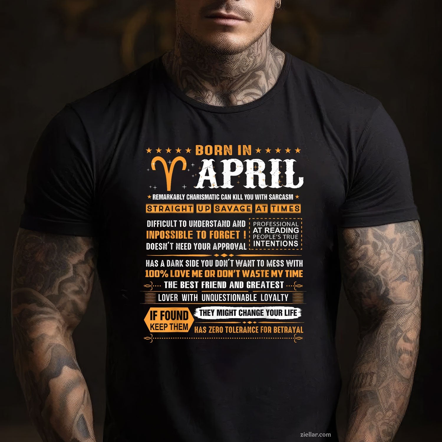 Aries Zodiac Birthday Tee and T-Shirt, Born in April T-Shirt Gift for Men and Women Adults