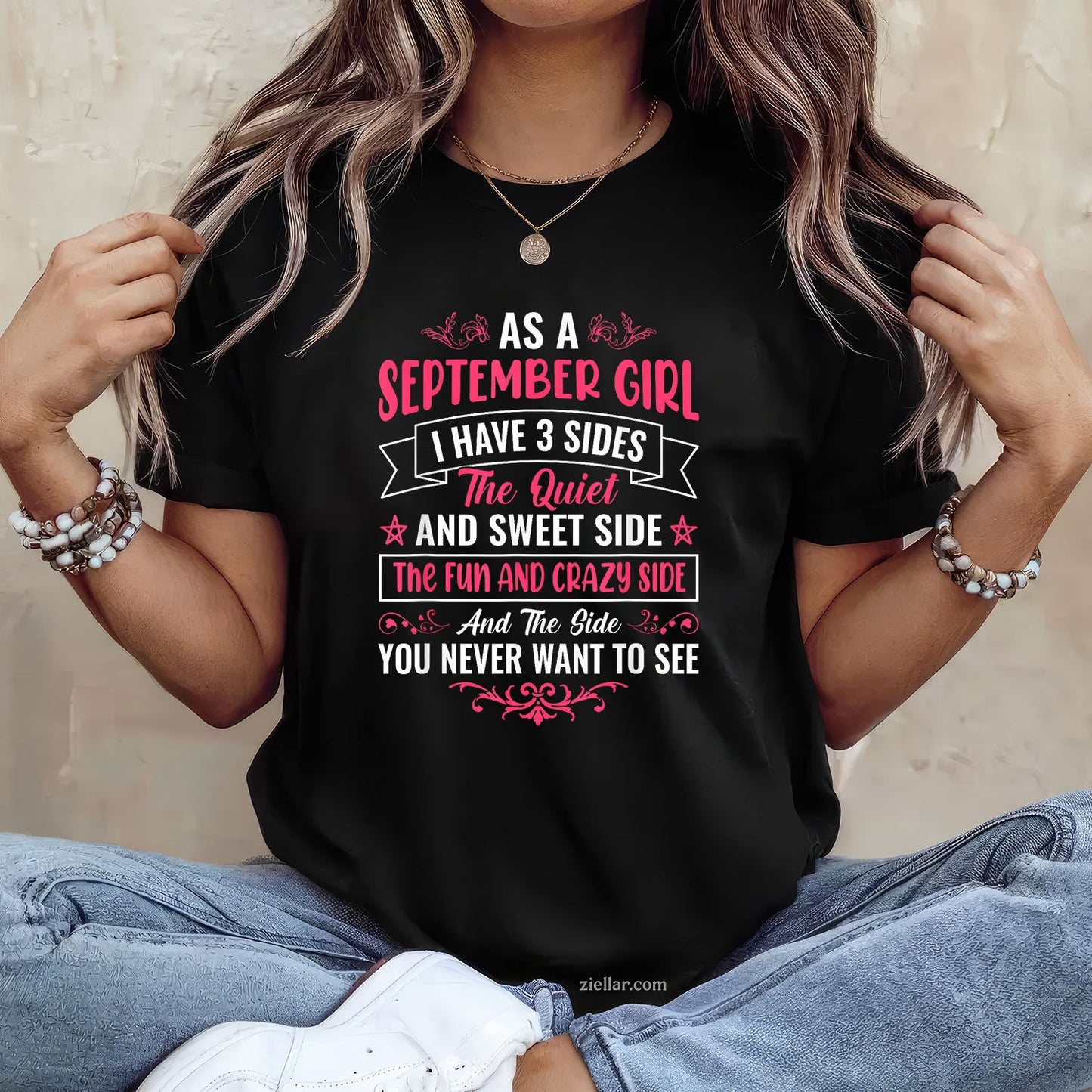 As a September Girl Tee and T-Shirt, Proud Birth Month T-Shirt Gift for Women Adults