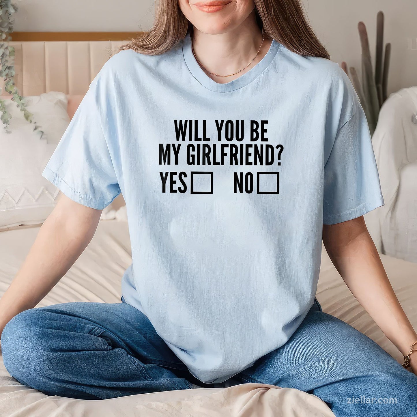 Ask Her Will You Be My Girlfriend Valentine's Day Tee and T-Shirt, Funny Relationship Gift T-Shirt for Couples and Adults