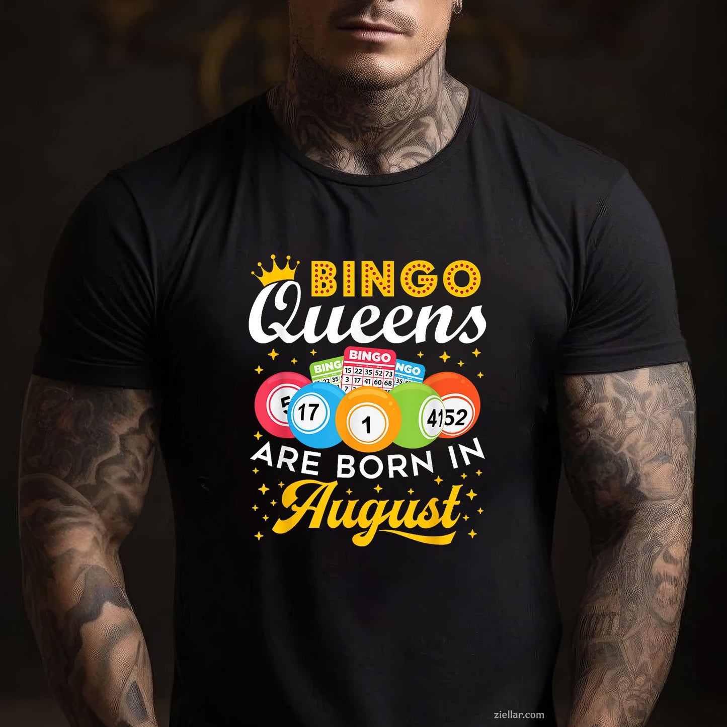 August Bingo Queen Tee and T-Shirt, Funny Birthday Gift T-Shirt for Women Adults