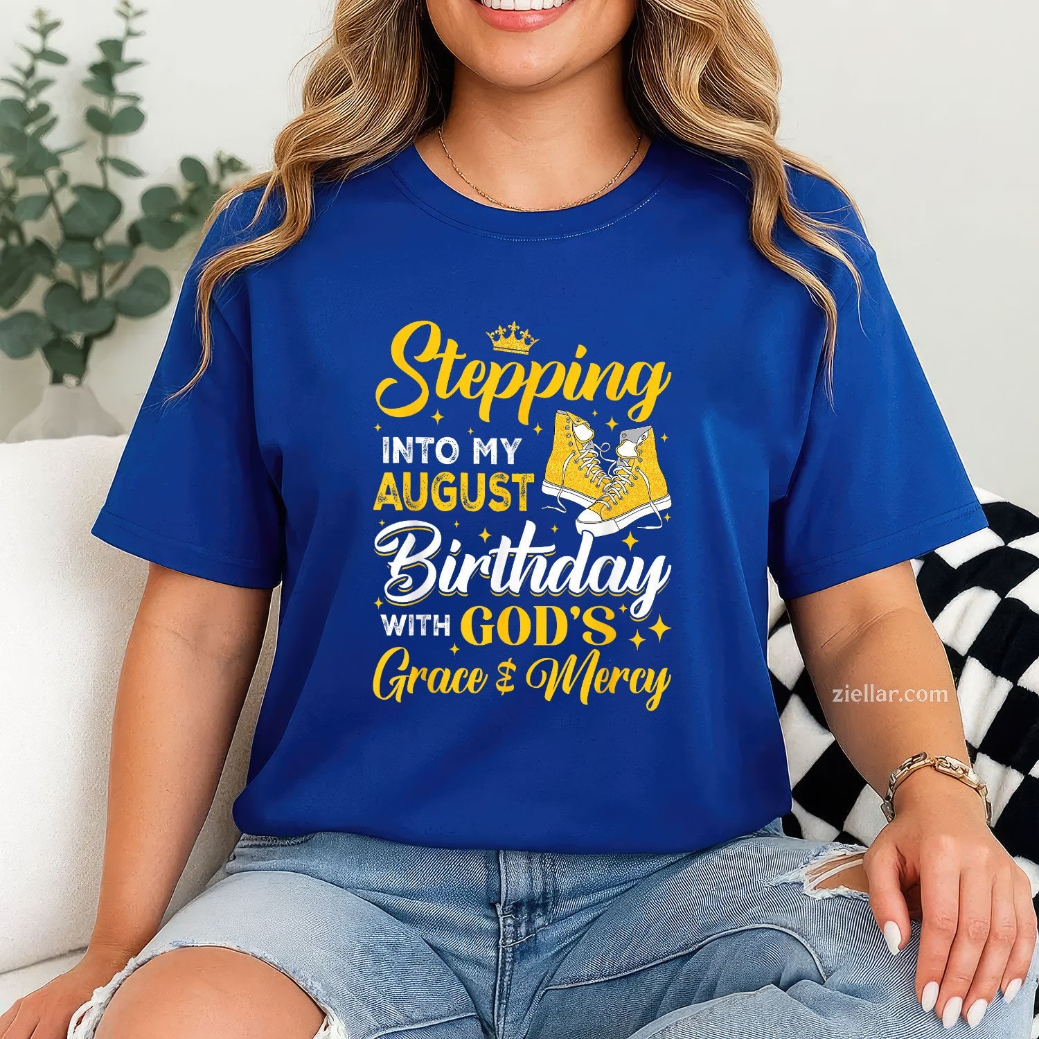 August Birthday Tee and T-Shirt, With God’s Grace and Mercy T-Shirt Gift for Adults