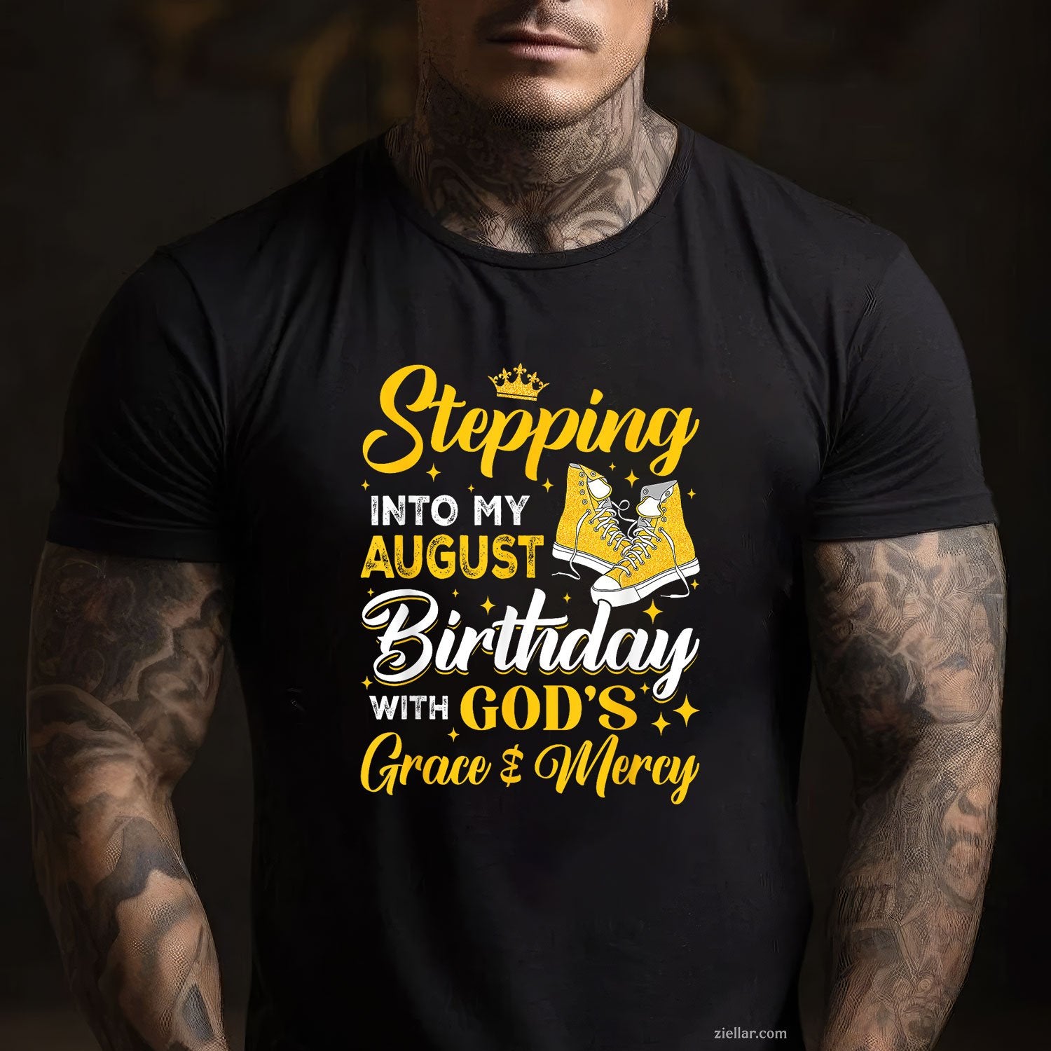 August Birthday Tee and T-Shirt, With God’s Grace and Mercy T-Shirt Gift for Adults