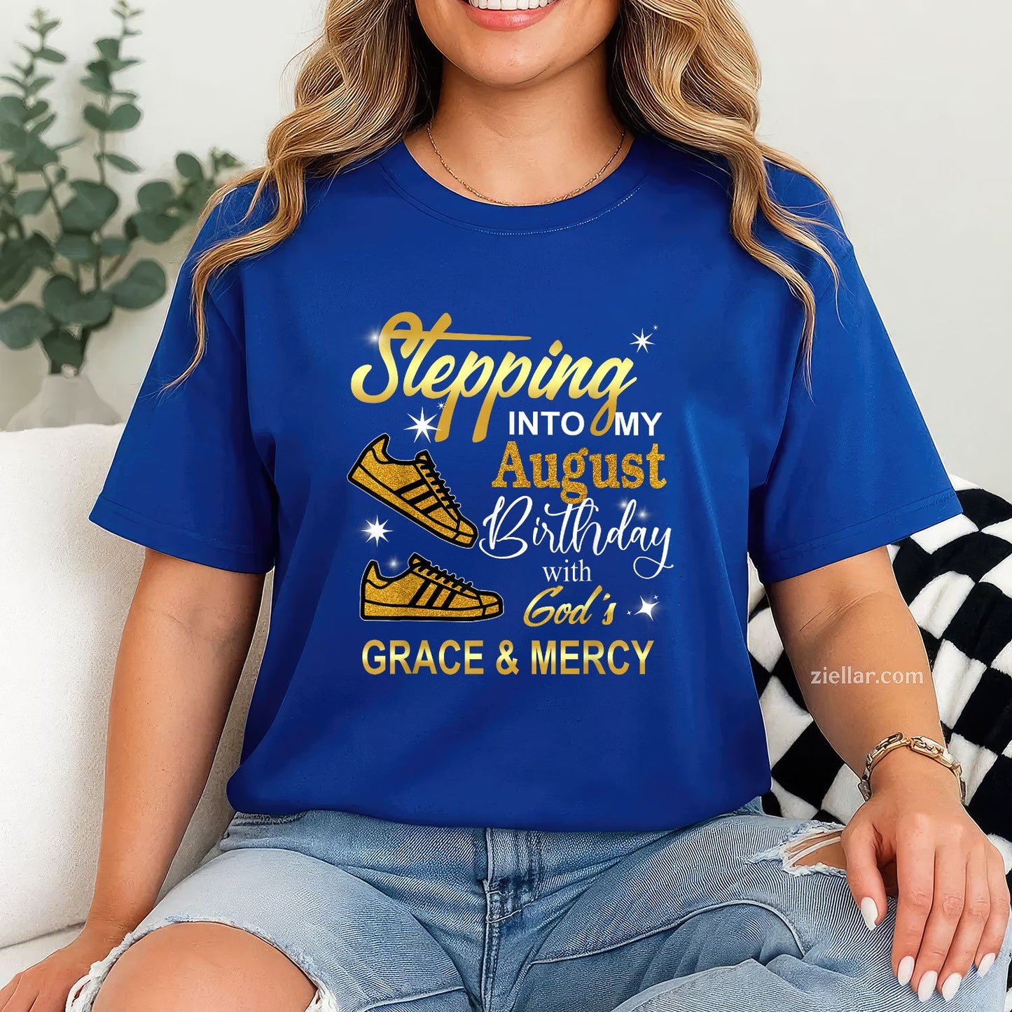 August Birthday Tee and T-Shirt, God's Grace and Mercy Inspirational T-Shirt Gift for Adults