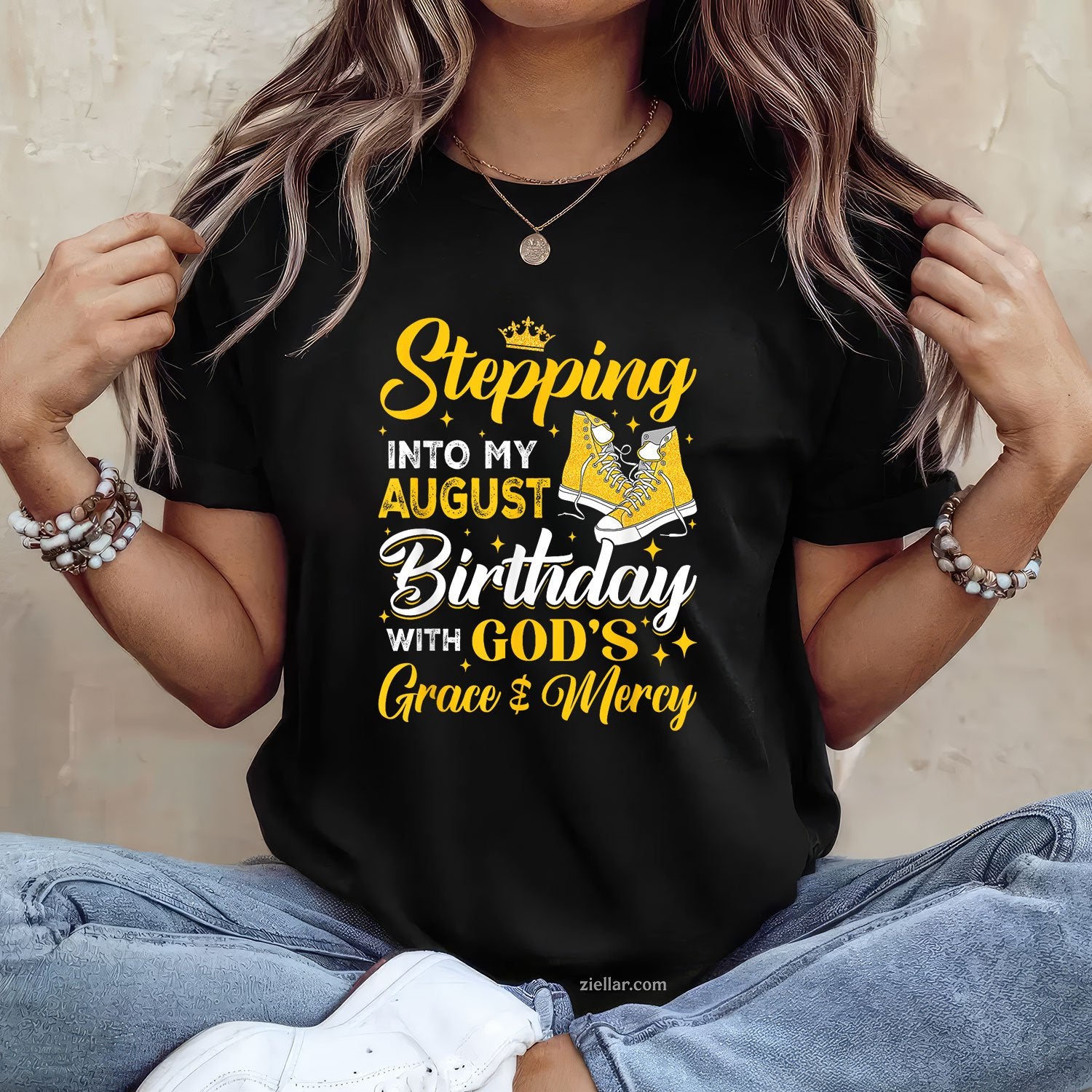 August Birthday Tee and T-Shirt, With God’s Grace and Mercy T-Shirt Gift for Adults