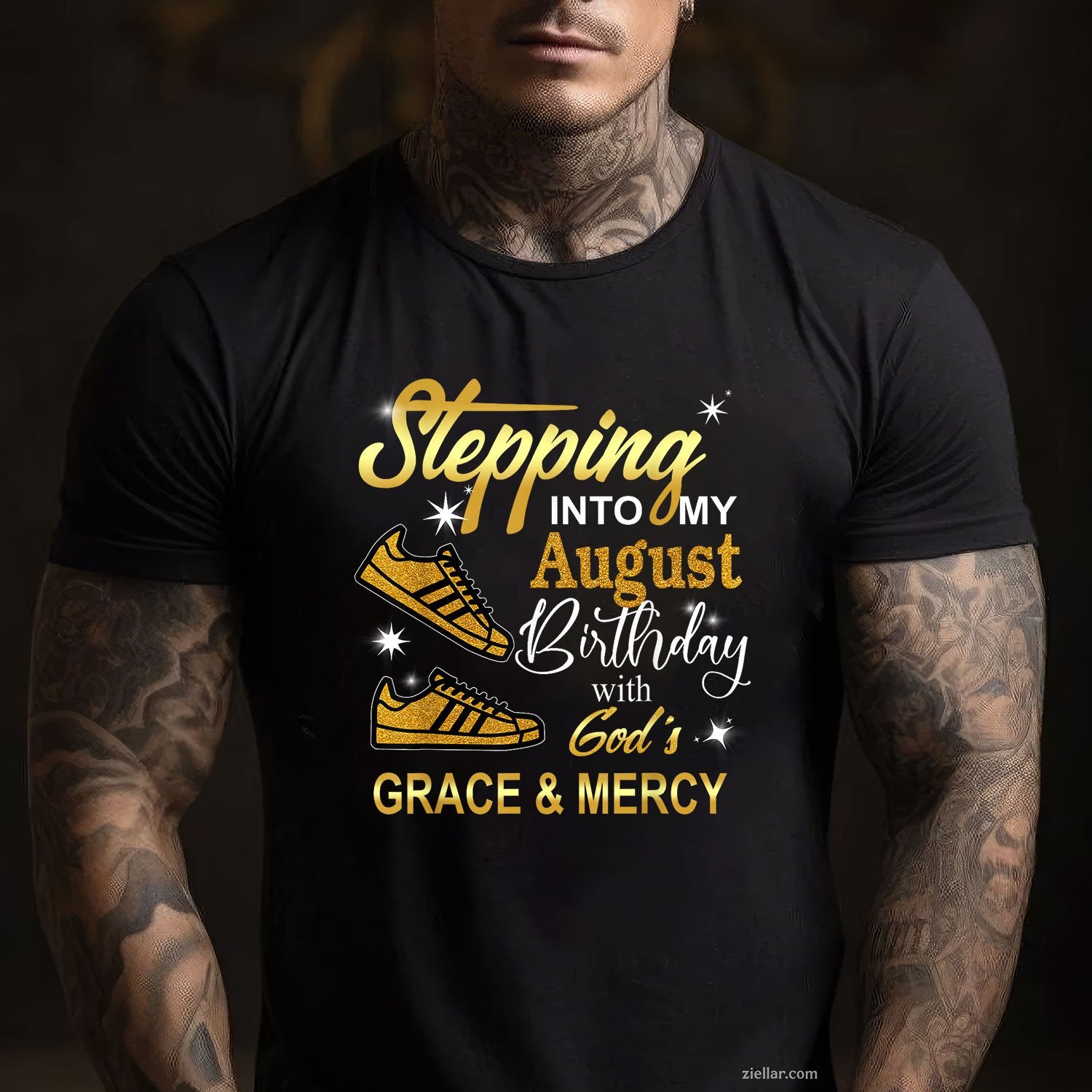August Birthday Tee and T-Shirt, God's Grace and Mercy Inspirational T-Shirt Gift for Adults