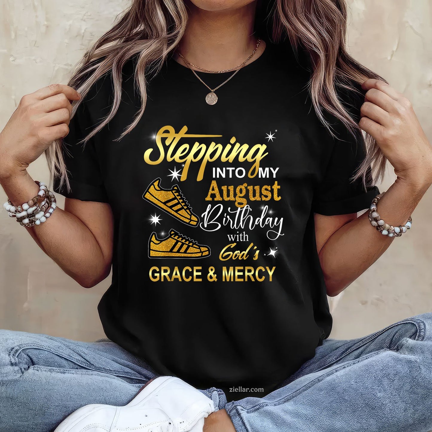 August Birthday Tee and T-Shirt, God's Grace and Mercy Inspirational T-Shirt Gift for Adults