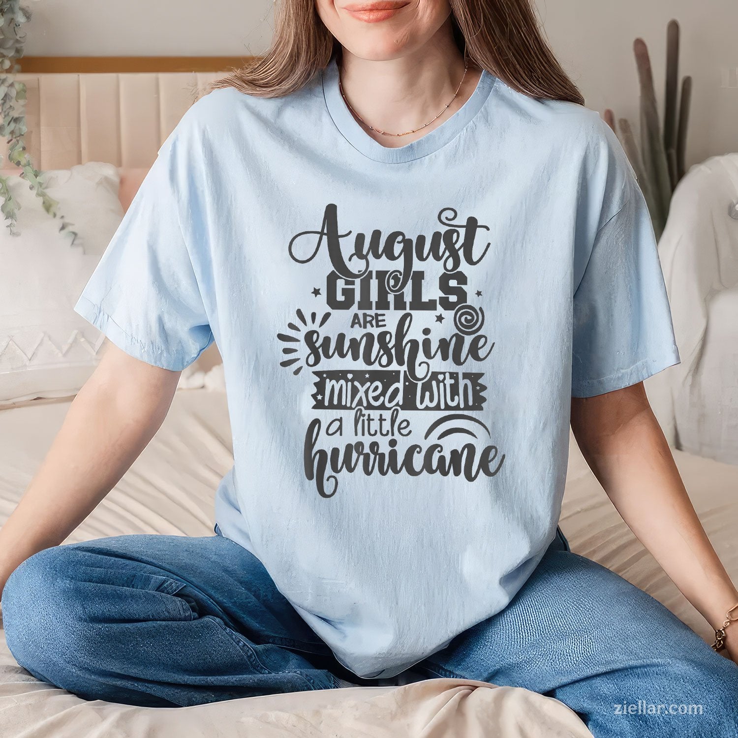 August Girls Are Sunshine and Hurricane Tee and T-Shirt, Funny Birthday T-Shirt for Women Adults