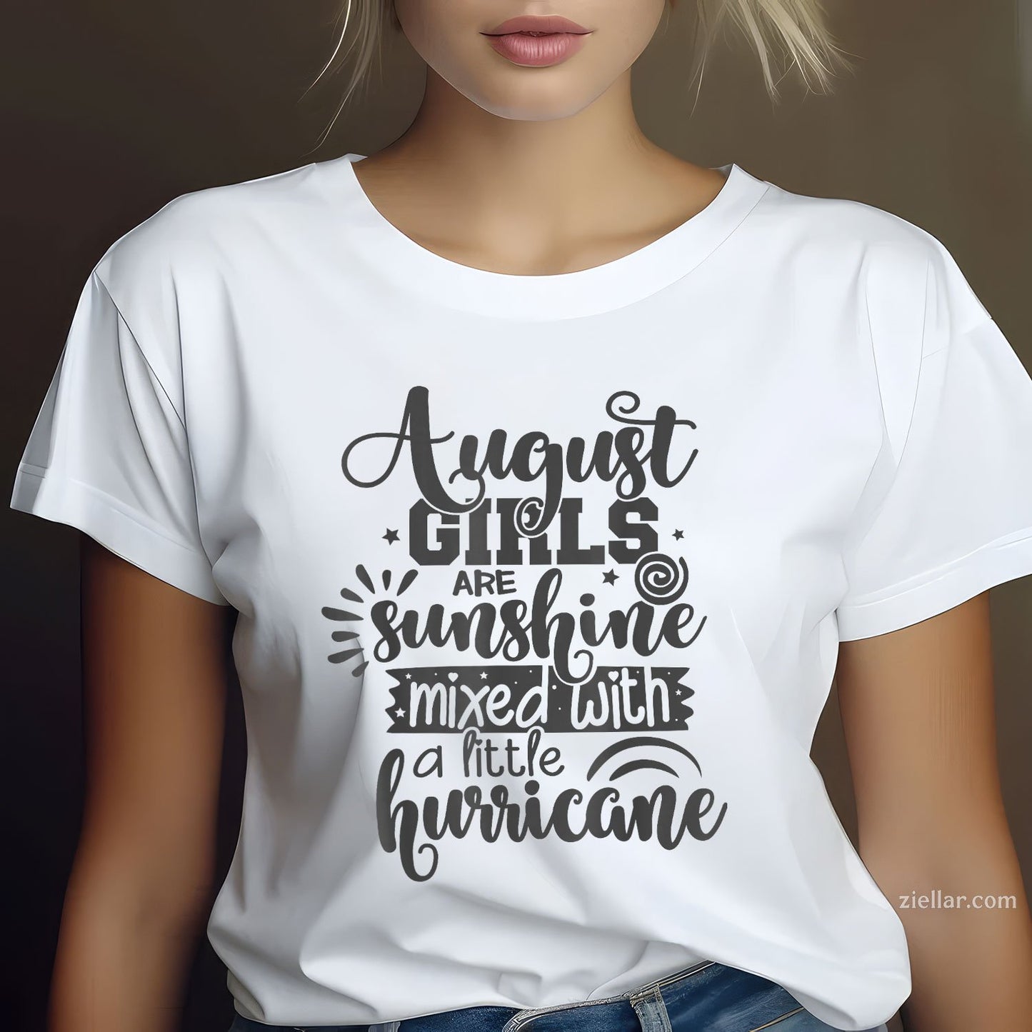 August Girls Are Sunshine and Hurricane Tee and T-Shirt, Funny Birthday T-Shirt for Women Adults