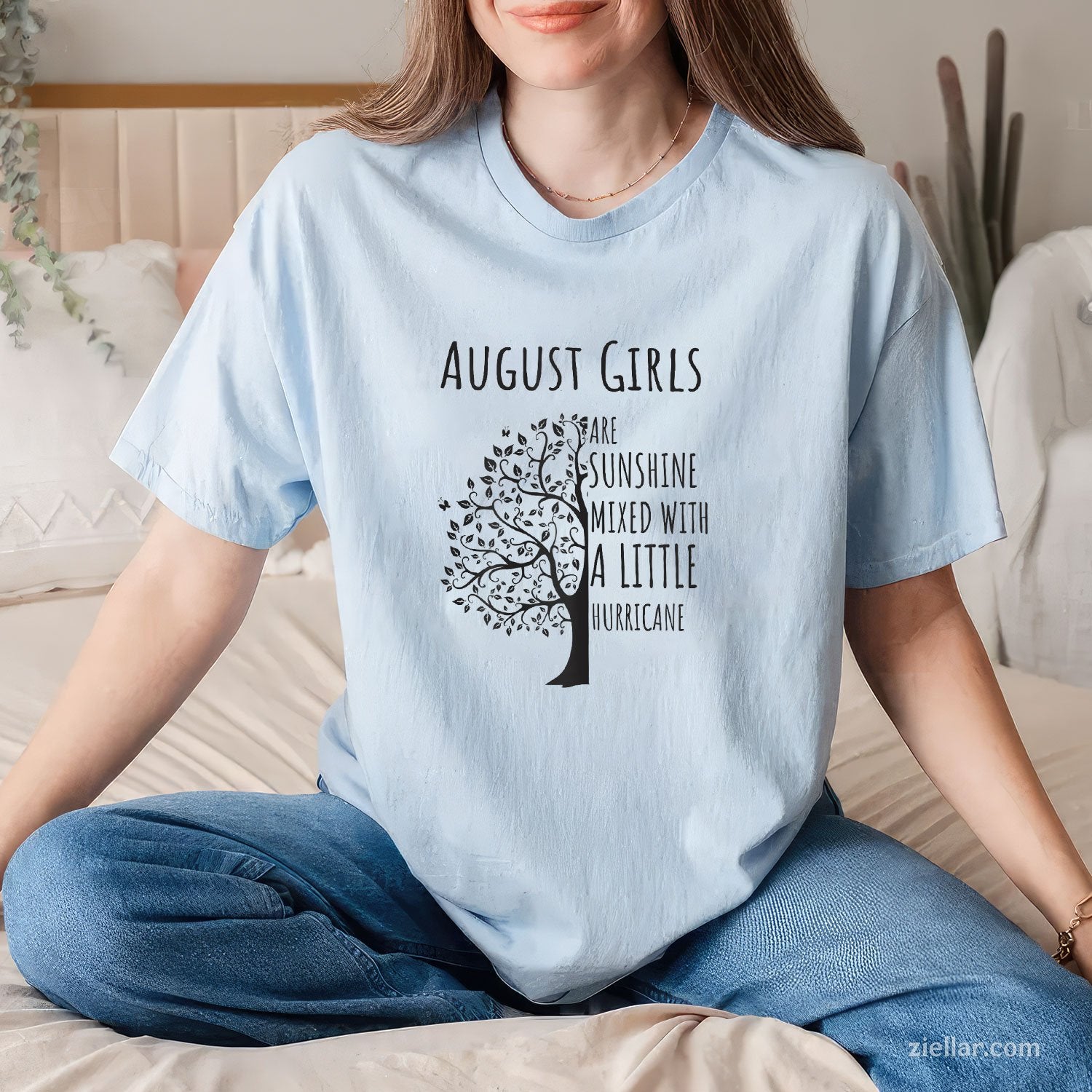 August Girls Are Sunshine Tee and T-Shirt, Mixed with Hurricane Funny T-Shirt Gift for Adults