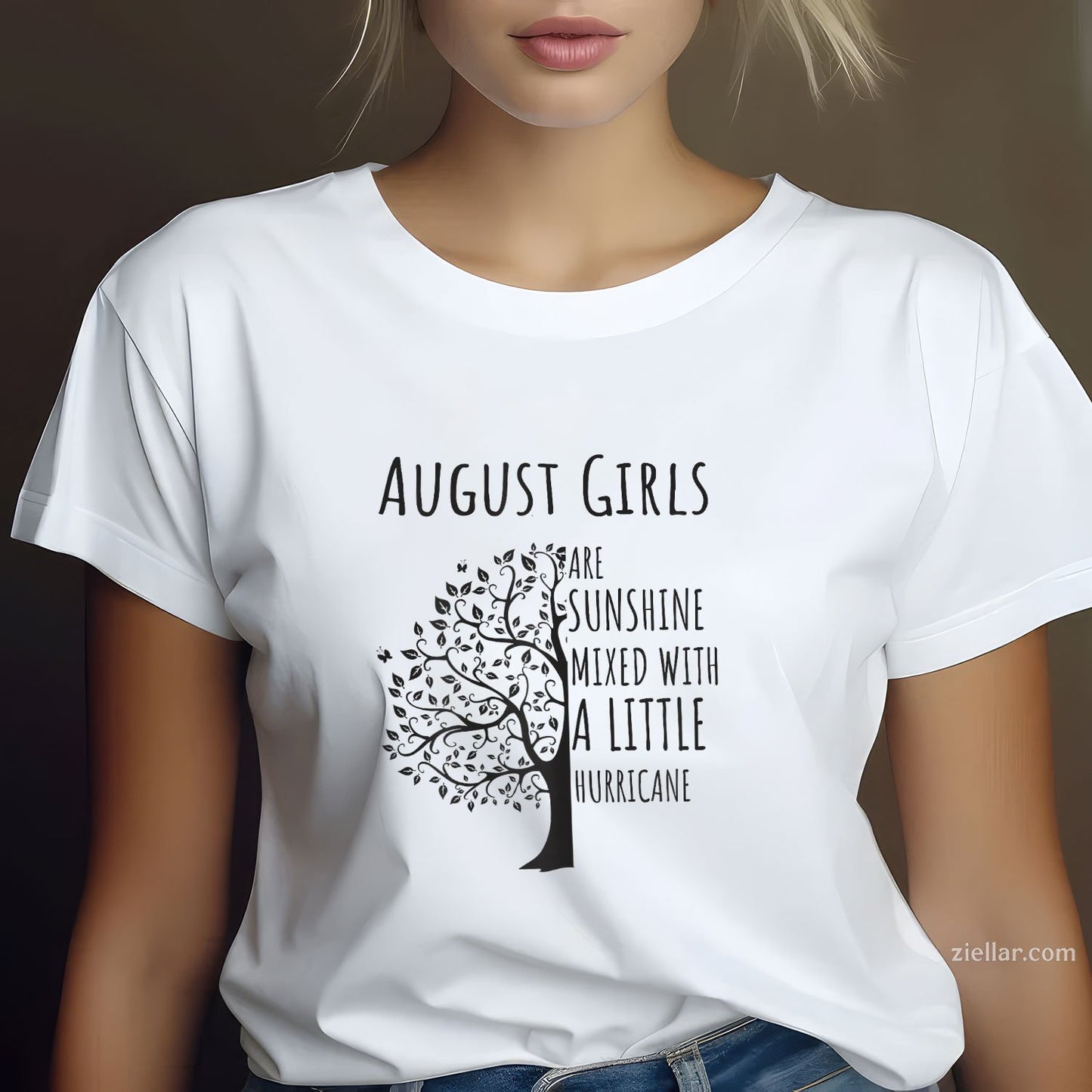 August Girls Are Sunshine Tee and T-Shirt, Mixed with Hurricane Funny T-Shirt Gift for Adults