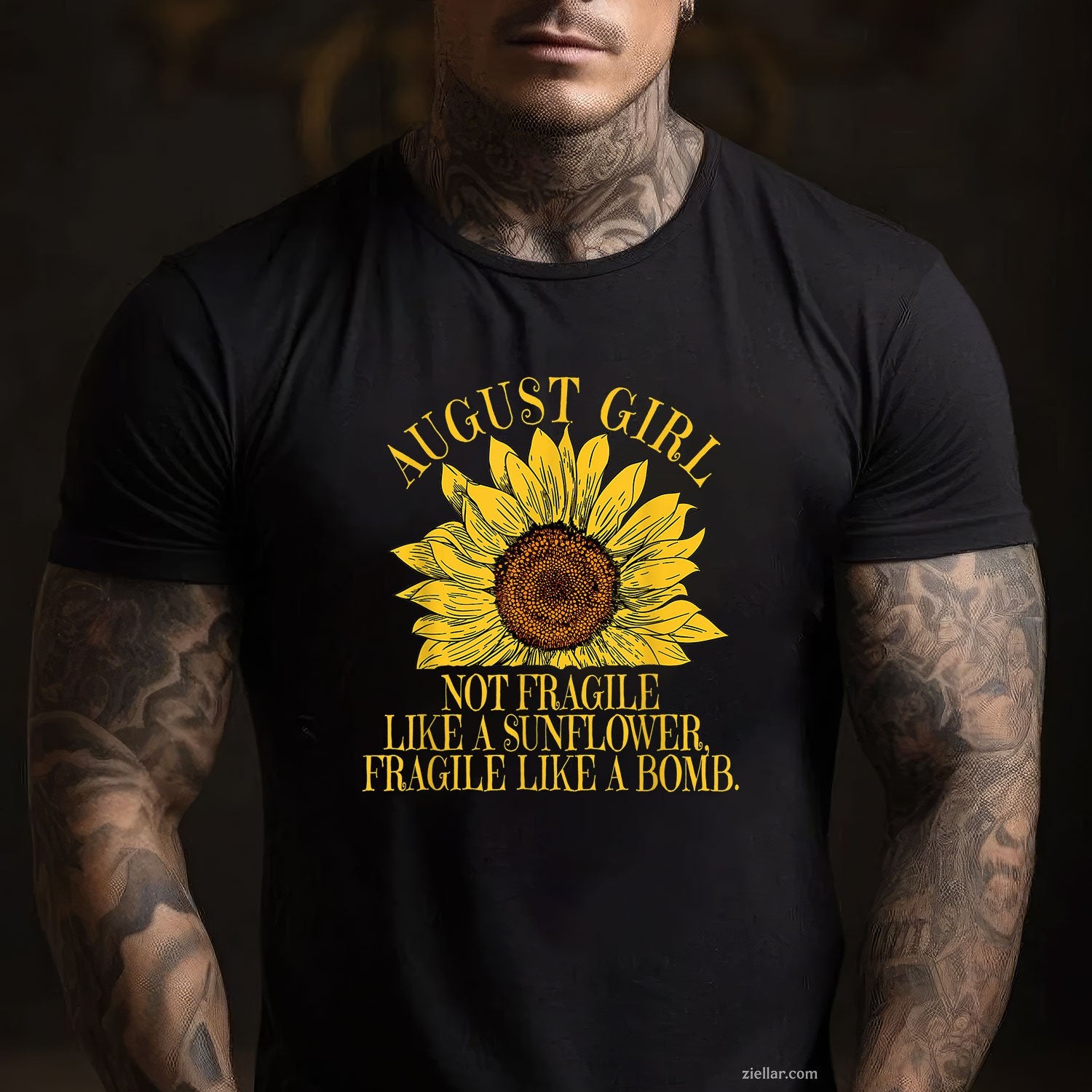 August Girl Sunflower Tee and T-Shirt, Funny Flower Quote Birthday T-Shirt for Women Adults