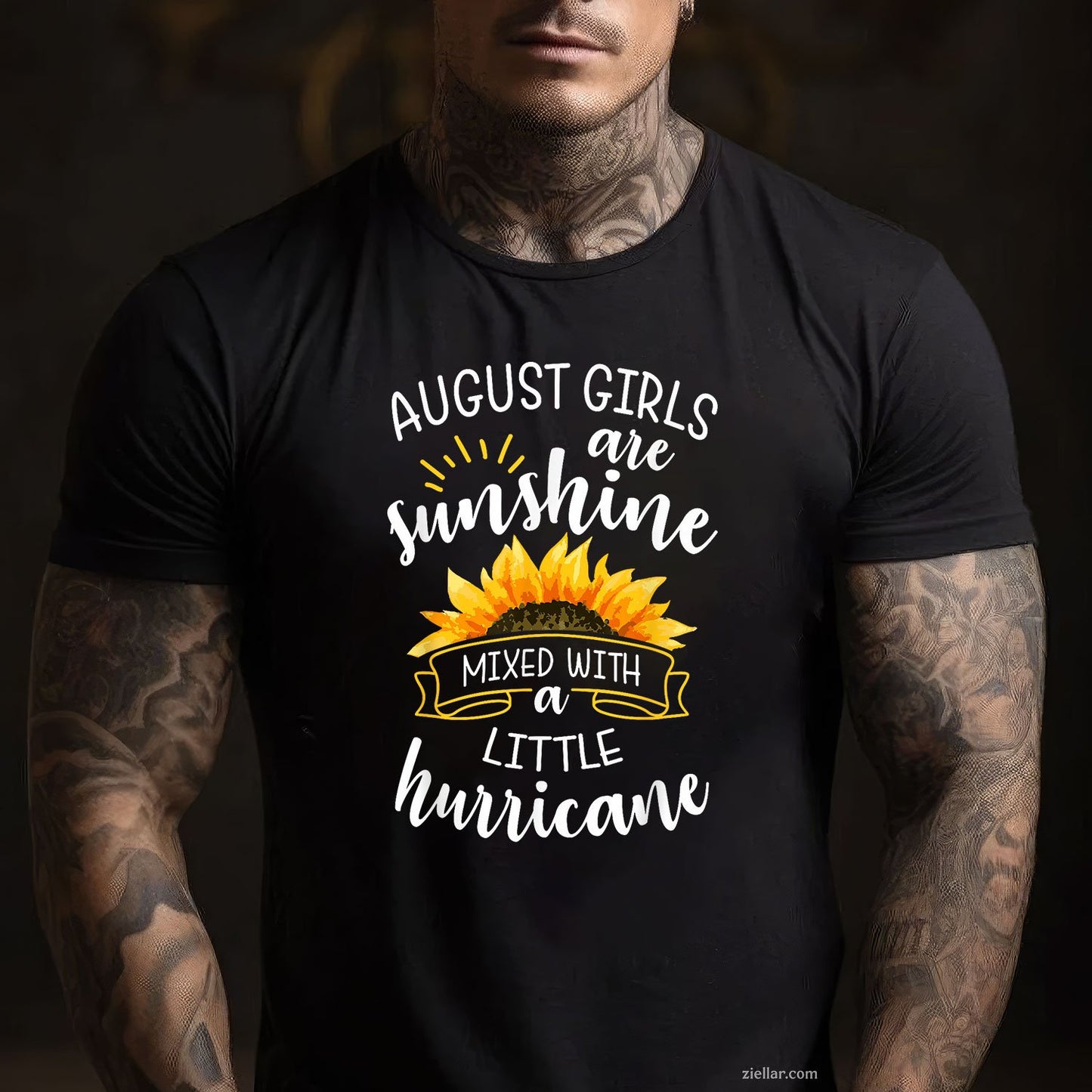 August Girls Are Sunshine Tee and T-Shirt, Mixed with Hurricane Funny Birthday T-Shirt for Adults