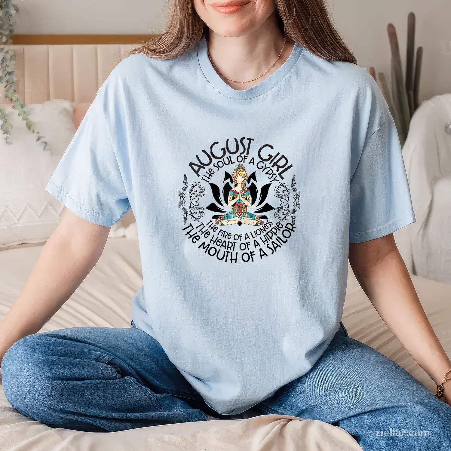 August Girl Hippie Heart Tee and T-Shirt, Sailor Mouth Birthday T-Shirt Gift for Women Adults