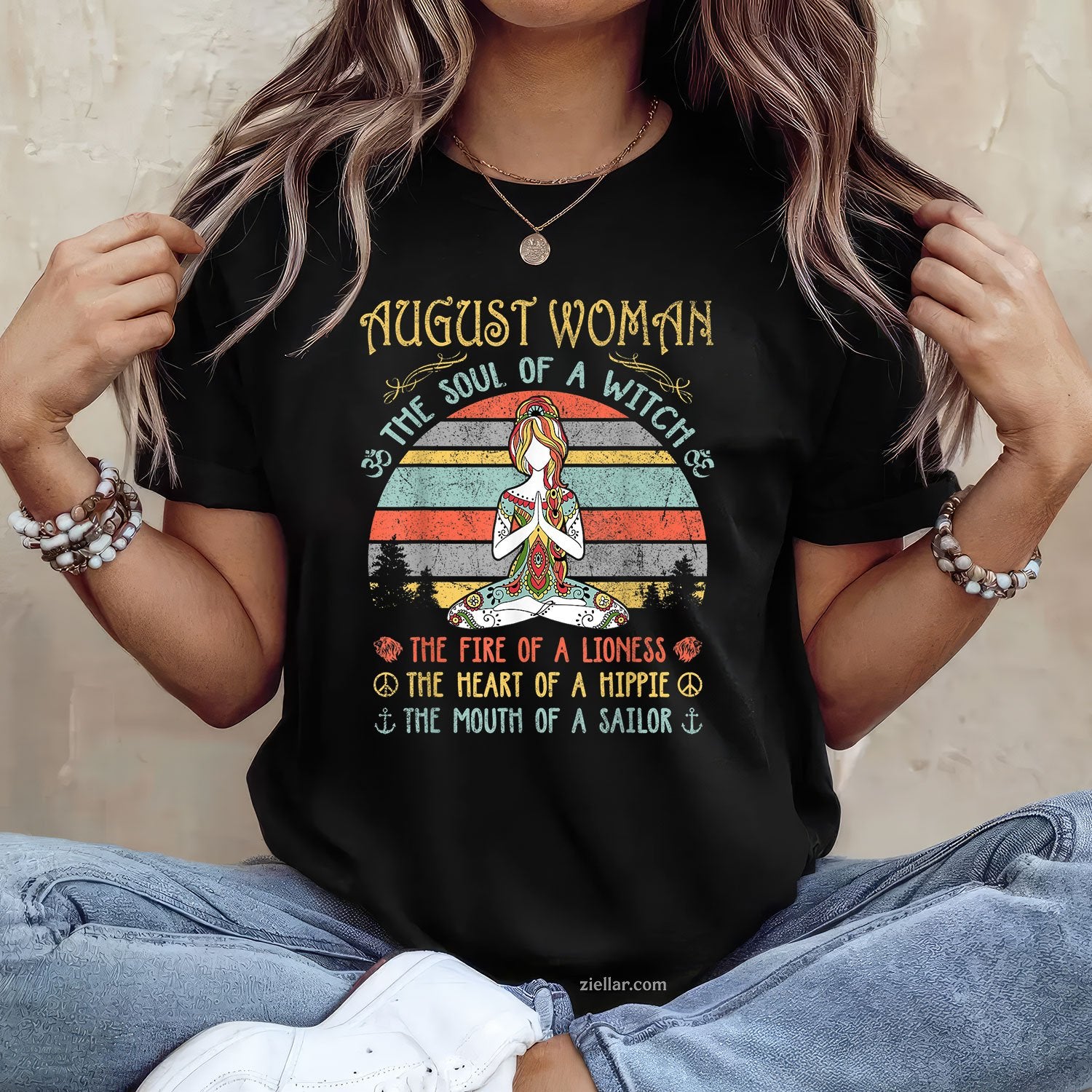 August Woman Witch Soul Tee and T-Shirt, Vintage Birthday T-Shirt Gift for Adults