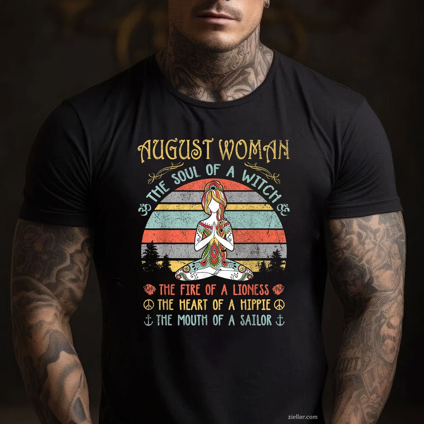 August Woman Witch Soul Tee and T-Shirt, Vintage Birthday T-Shirt Gift for Adults