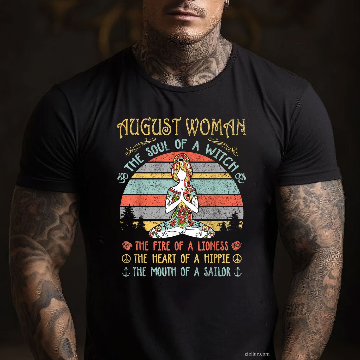 August Woman Witch Soul Tee and T-Shirt, Vintage Birthday T-Shirt Gift for Adults