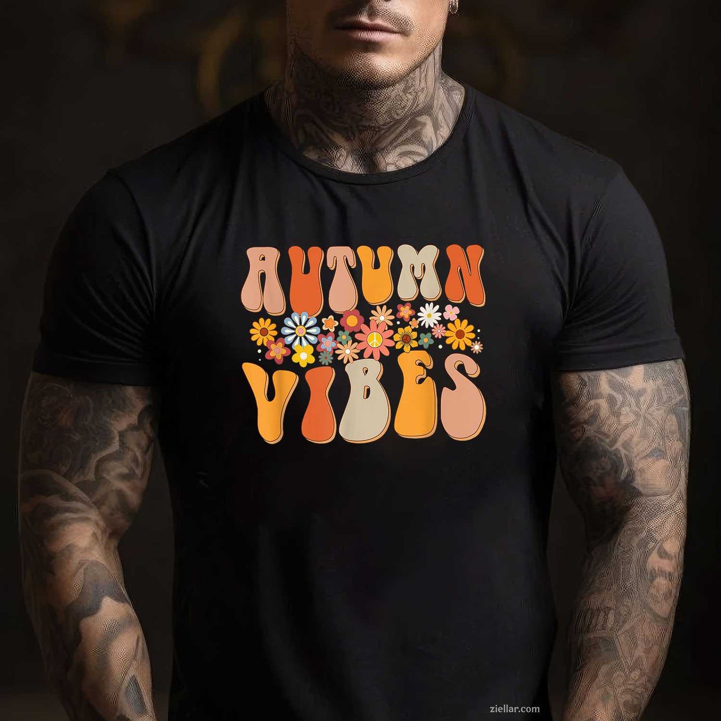 Autumn Vibes Groovy Design Fall Lover Thanksgiving Day T-Shirt and Tee for Adults Men Women Unisex