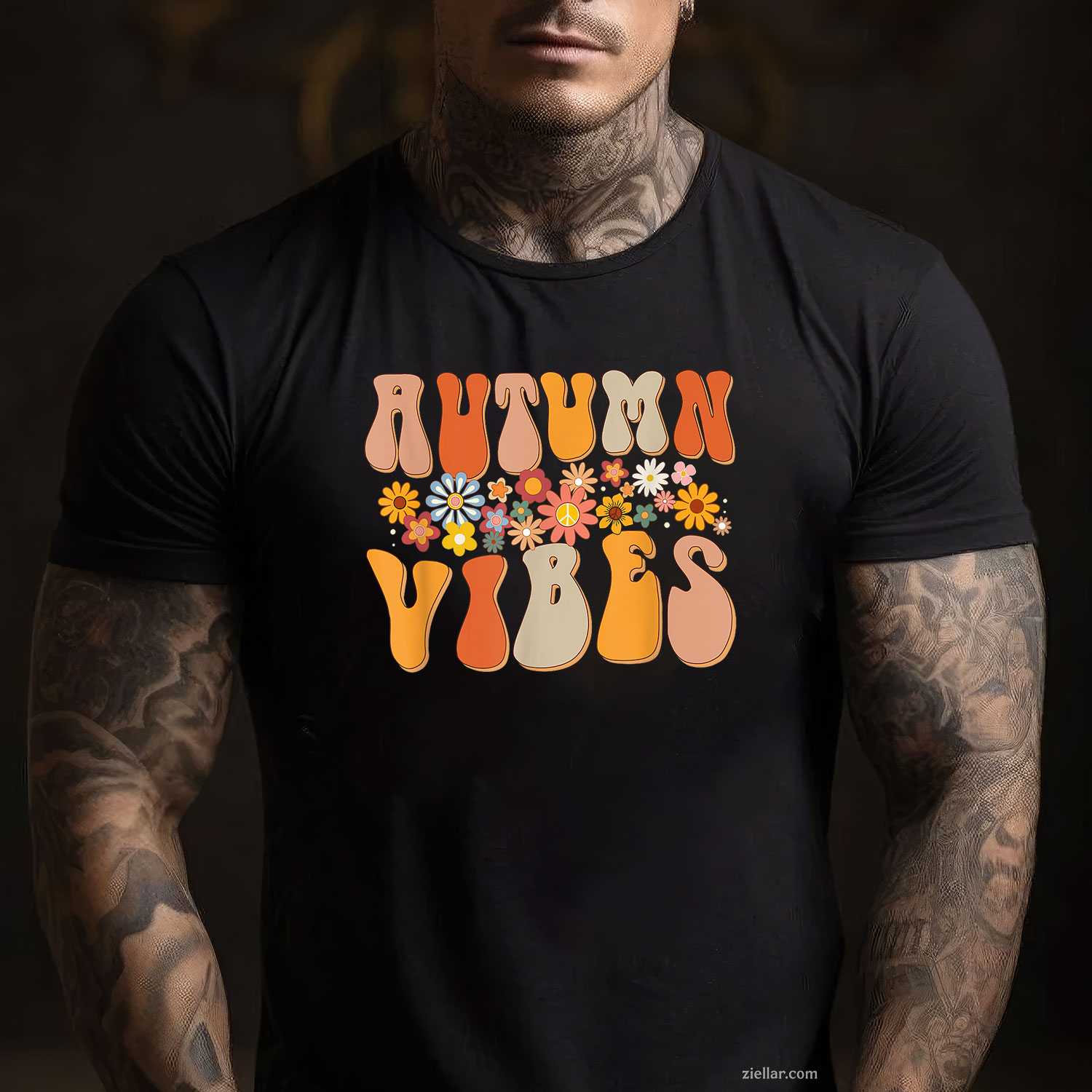 Autumn Vibes Groovy Design Fall Lover Thanksgiving Day T-Shirt and Tee for Adults Men Women Unisex