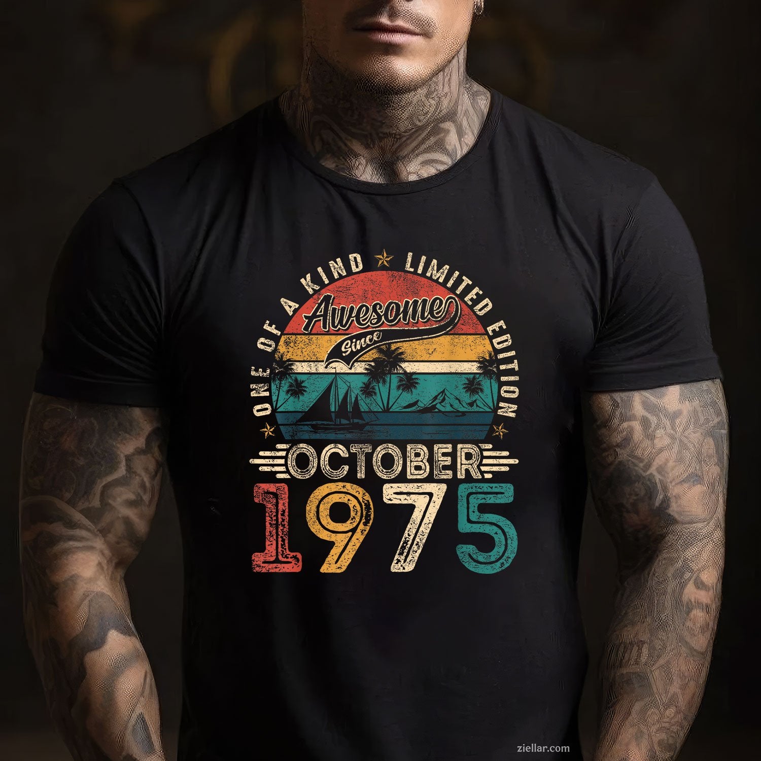 Awesome Since October 1975 Tee and T-Shirt, 50th Birthday Gift T-Shirt for Men Adults