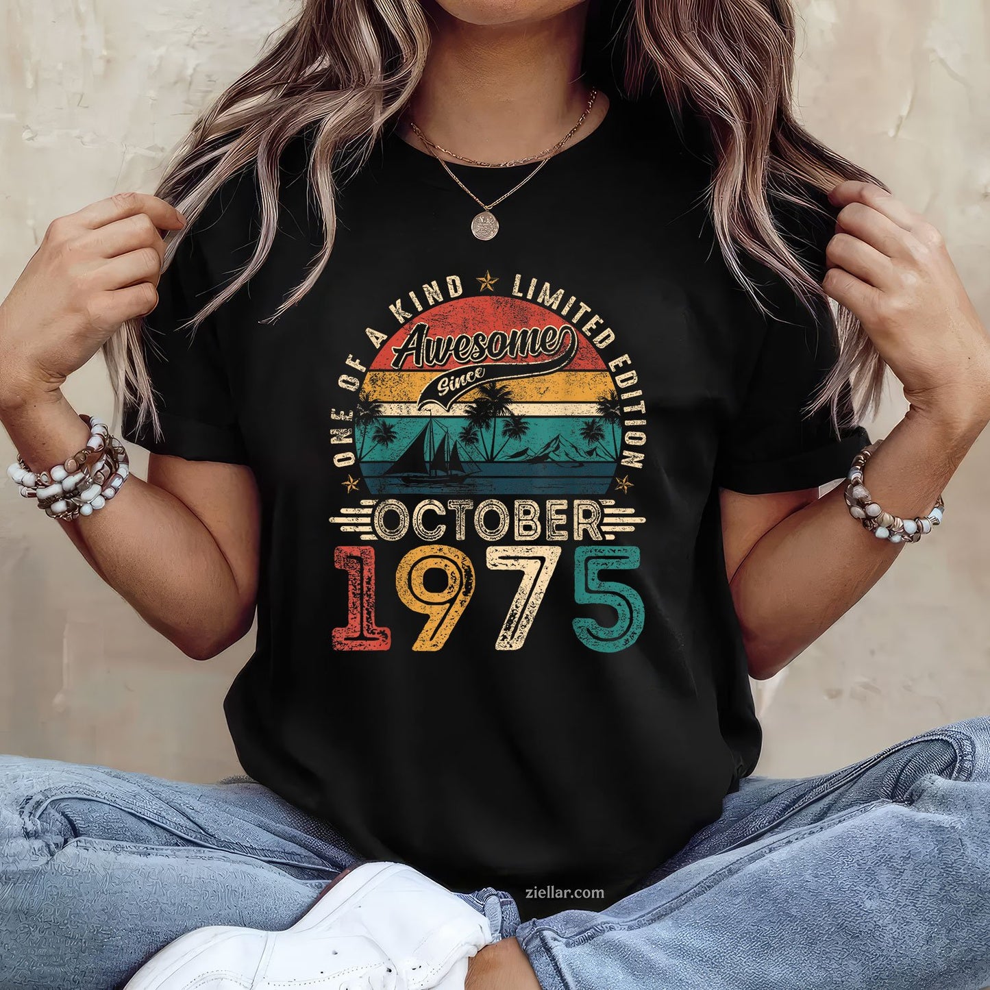Awesome Since October 1975 Tee and T-Shirt, 50th Birthday Gift T-Shirt for Men Adults