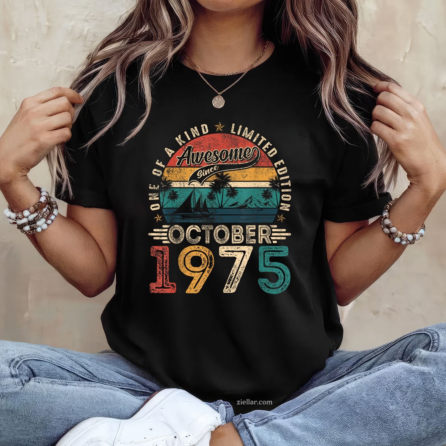 Awesome Since October 1975 Tee and T-Shirt, 50th Birthday Gift T-Shirt for Men Adults