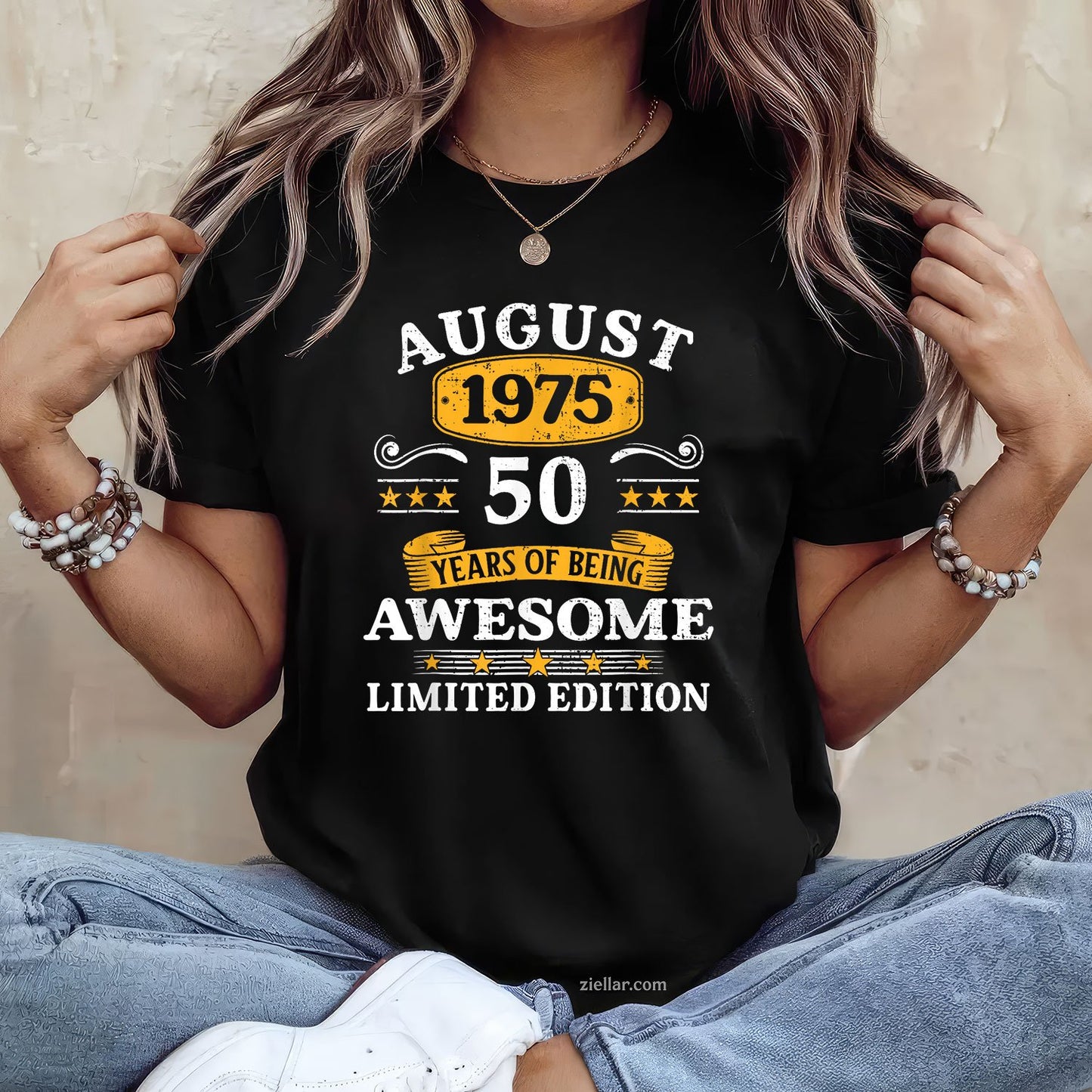 Awesome Since August 1975 Tee and T-Shirt, 50th Birthday Gift T-Shirt for Adults
