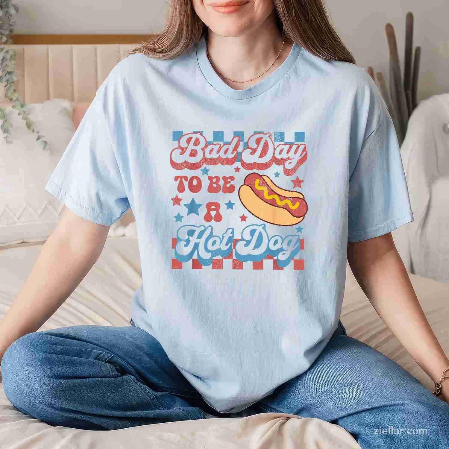Bad Day To Be A Hot Dog Funny BBQ Grilling 4th Of July T-Shirt Tee for Men Women Adults Unisex