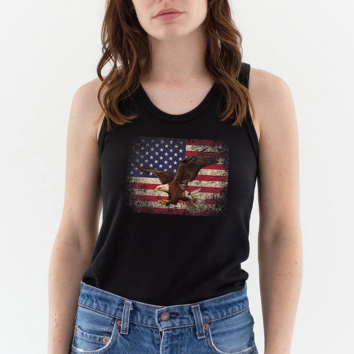 Bald Eagle 4th of July Christmas Gift American Flag Country Tank Top Shirt