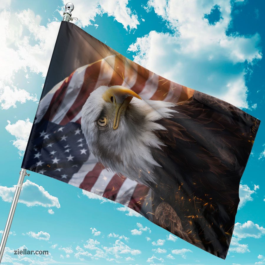 Bald Eagle Garden Flag with USA Flag, Patriotic Outdoor Yard Banner Decoration