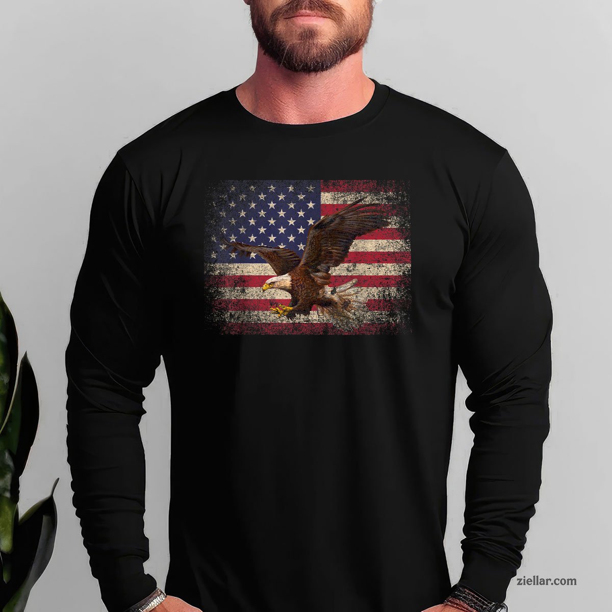 Bald Eagle 4th of July Christmas Gift American Flag Country Long Sleeve Shirt