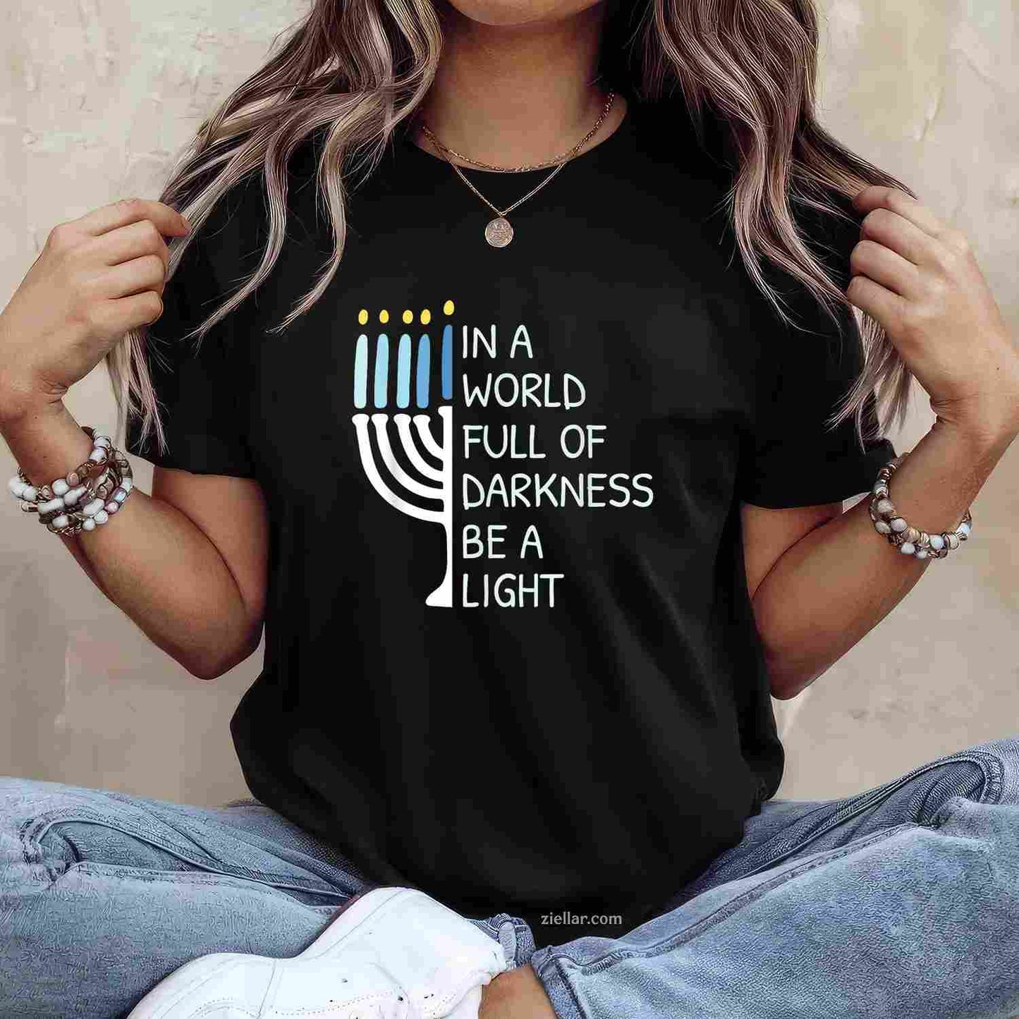 Be A Light Happy Hanukkah T-Shirt_ Religious Jewish Holiday Tee For Men And Women