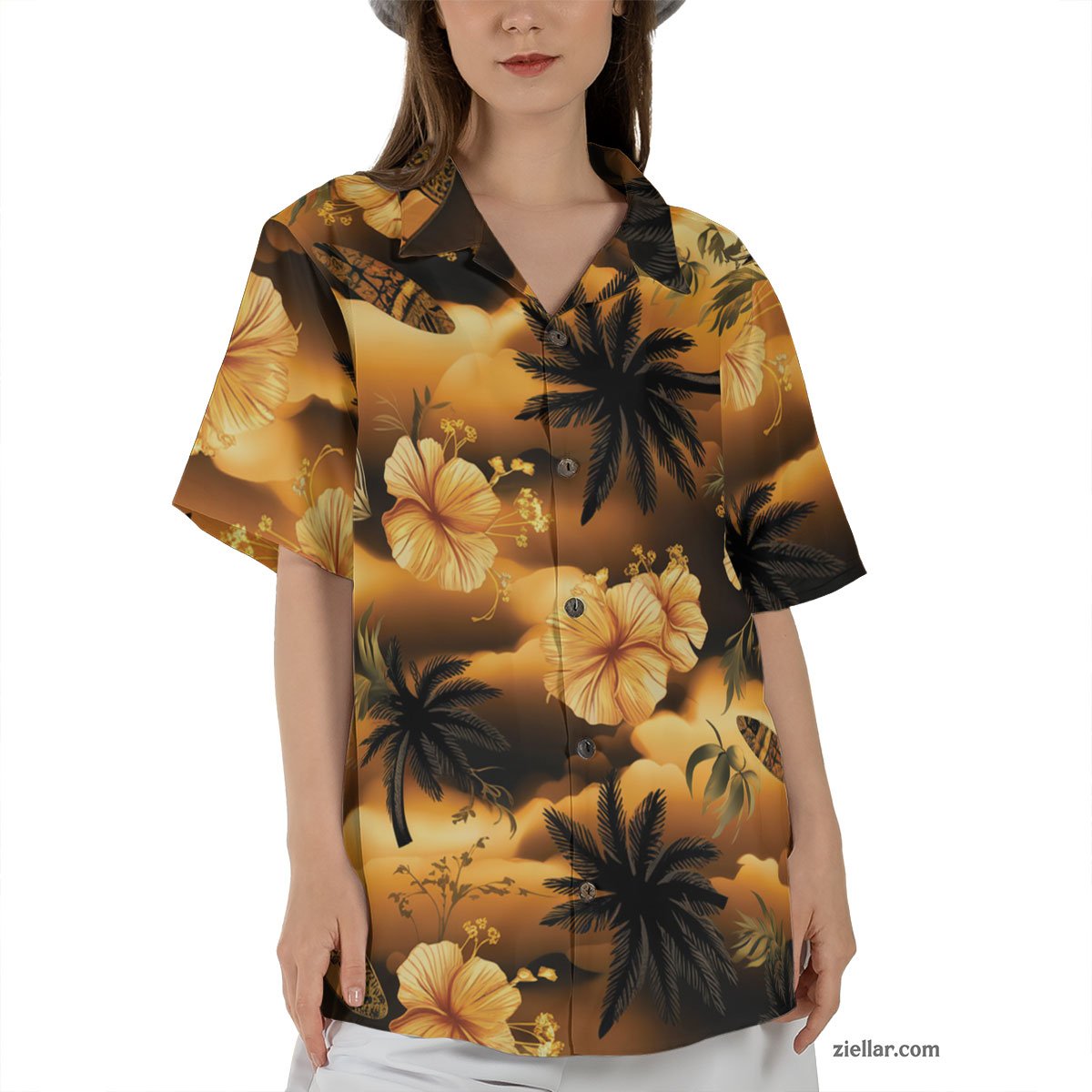 Beach Button Down Hawaiian Shirt Tee, Short Sleeve Casual Wear Adults