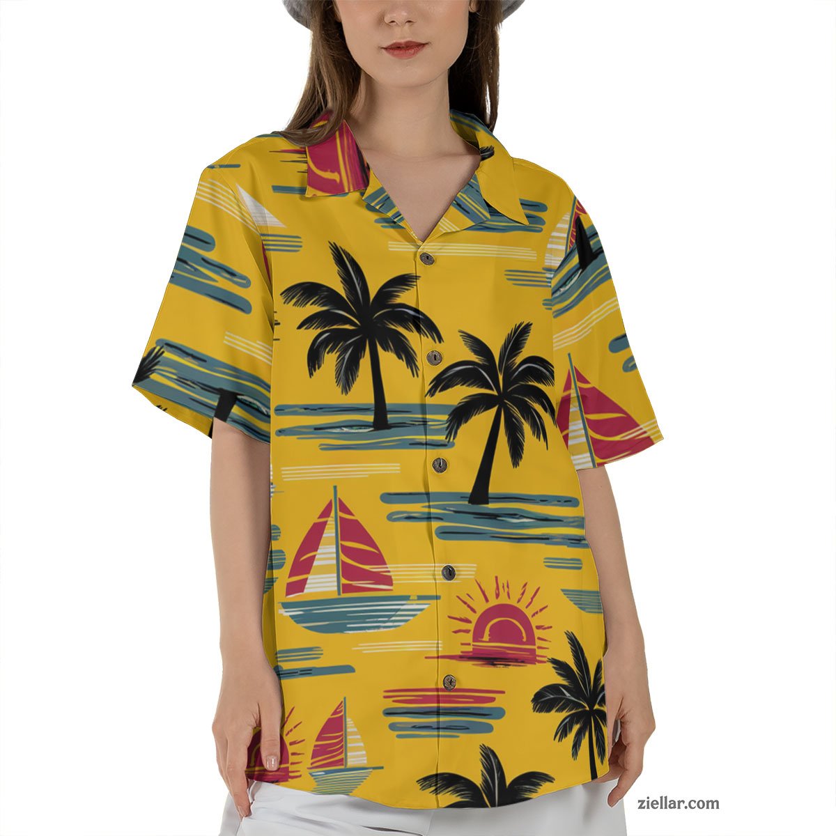 Beach Sailboat Island Hawaiian Shirt Tee, Casual Aloha Outfit Unisex