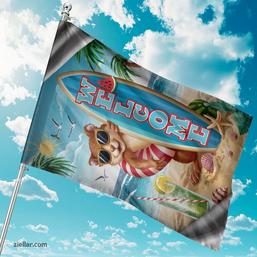Beach Squirrel Welcome Sign Surfboard Summer Tropical Ocean Art