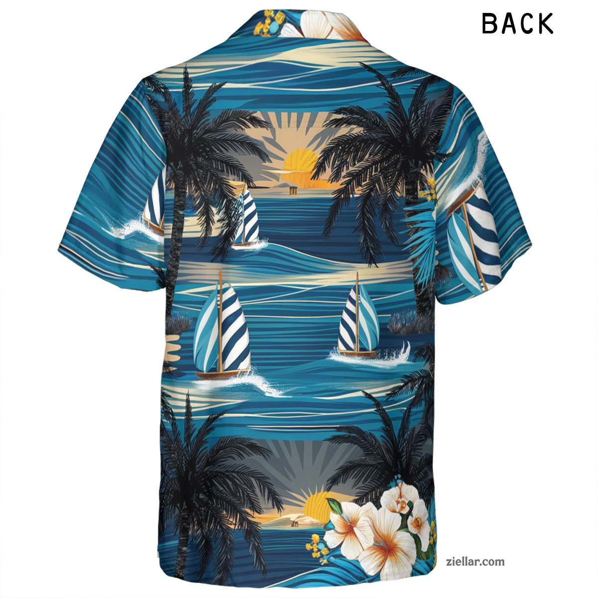 Beach Sunset Palm Hawaiian Shirt and Tee, Summer Party Shirt for Men Women