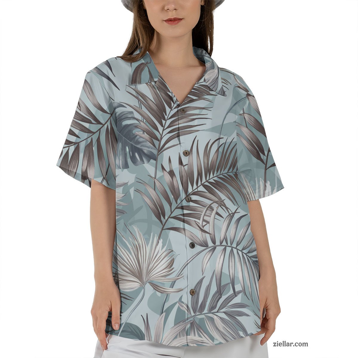 Beach Vacation Blue Palm Hawaiian Shirt Tee, Summer Aloha Wear for Adults