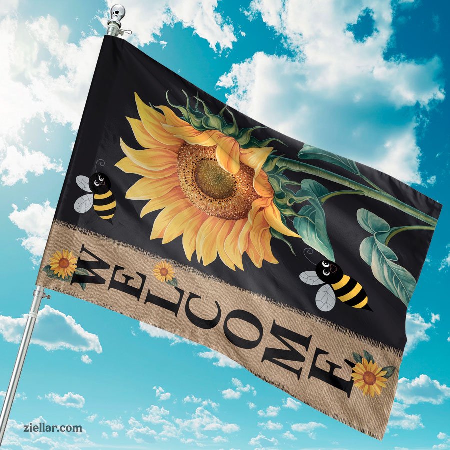 Bee Sunflower Garden Flag 12x18_ Double Sided Spring Summer Welcome Yard Decor