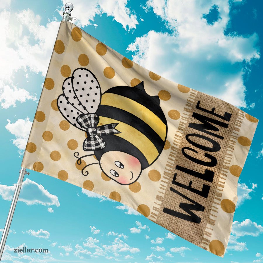 Bee Welcome Garden Flag 12x18 Inch Double Sided Summer Outdoor Yard Decor