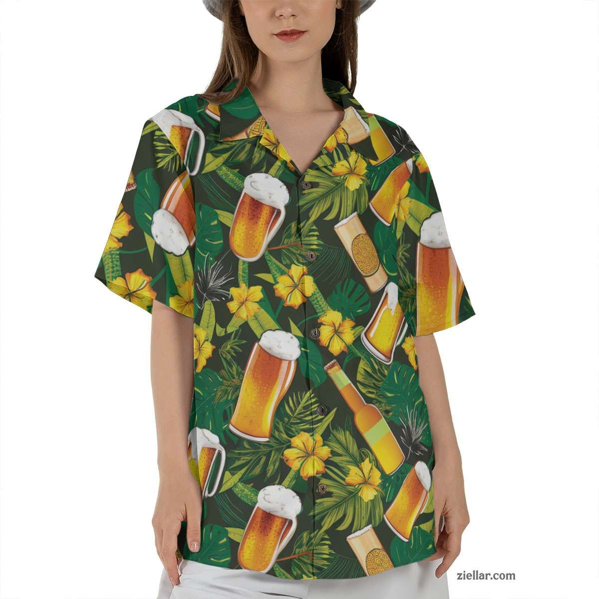Beer & Pineapple Hawaiian Shirt and Tee, Tropical Island Party Wear Adults