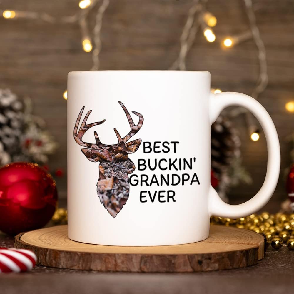 Best Buckin' Grandpa Ever Mug, Funny Birthday, Christmas, Father's Day Gift for Papa 11 Oz